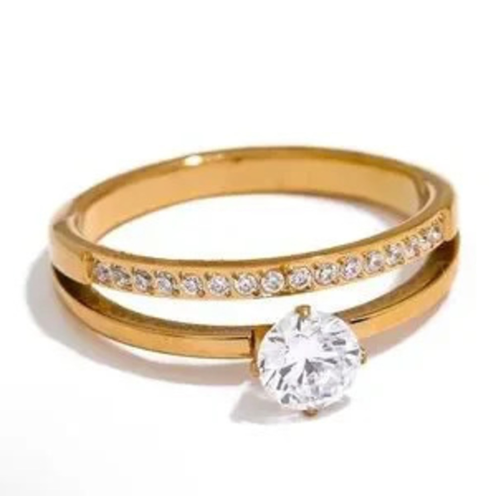 Gold Engagement Wedding Set Ring 7, 8